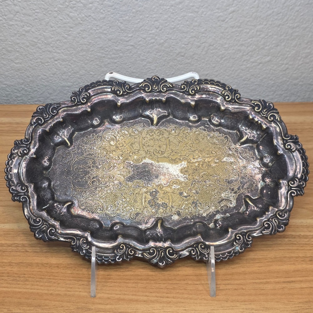 Wallace Silverplate Tray Creamer Sugar Set 2835 Silver Fair Ornate Victorian
